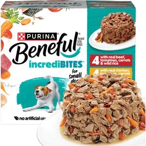 Purina Beneful IncrediBites Adult Variety Pack Chicken Beef & Salmon Small Breed Wet Dog Food, 3-oz, case of 12