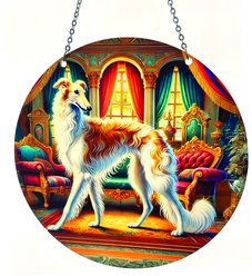 d'ears Borzoi Brown & White Suncatcher