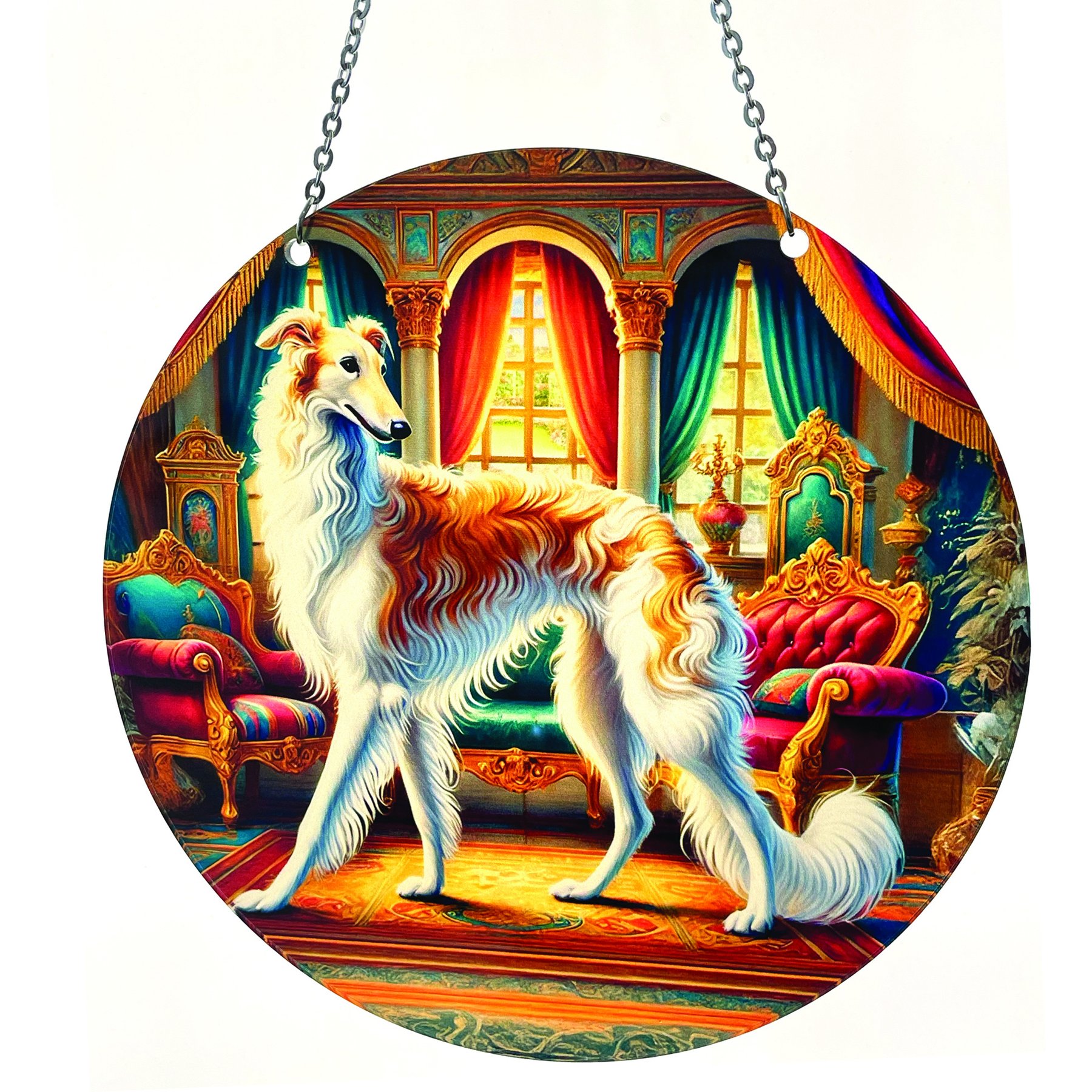 d'ears Borzoi Brown & White Suncatcher