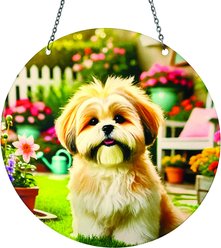 d'ears Shih Tzu White & Tan Suncatcher