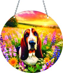 d'ears Basset Hound in Field Suncatcher