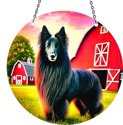 d'ears Belgian Sheepdog on Farm Suncatcher