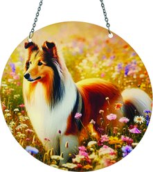 d'ears Collie in Field Suncatcher
