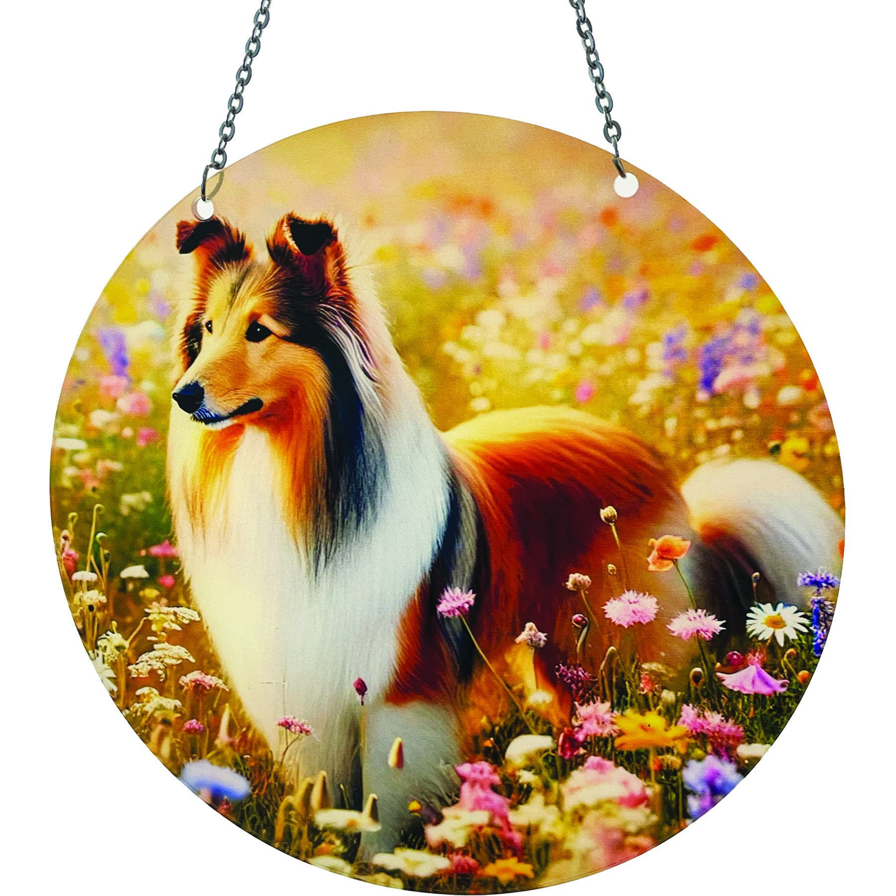 d'ears Collie in Field Suncatcher