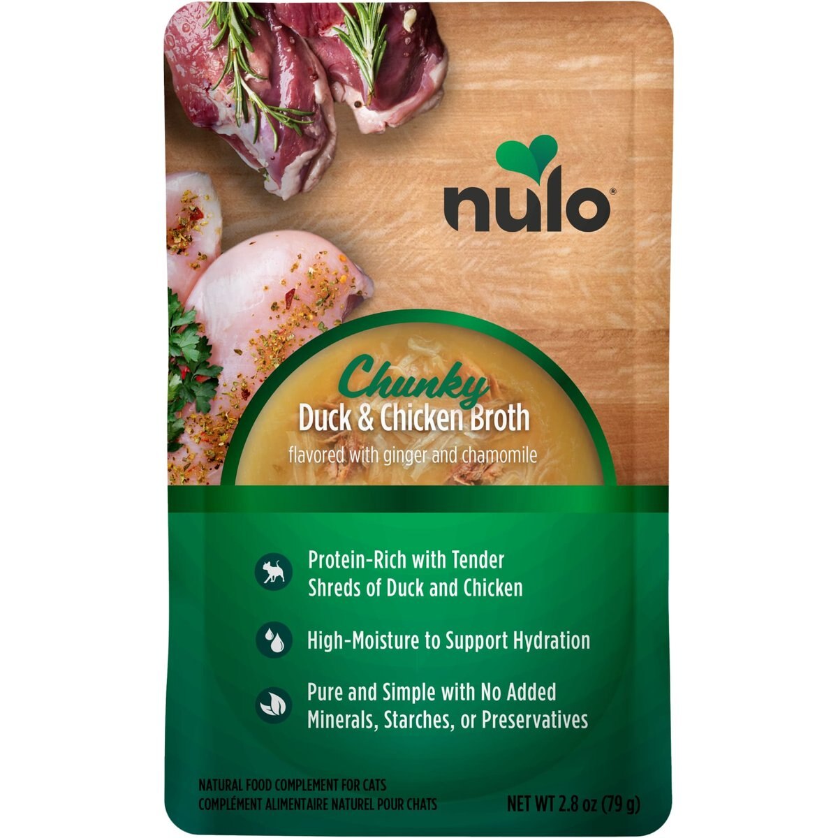 Nulo FreeStyle Chunky Duck & Chicken Broth Wet Cat Food Topper, 2.8-oz pouch, case of 24