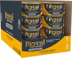Reveal Entrees Chicken Breast Grain-Free Bits in Broth Canned Wet Cat Food, 2.47-oz can, case of 24