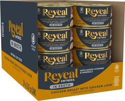 Reveal Entrees Chicken Breast with Liver Grain-Free Bits in Broth Canned Wet Cat Food, 2.47-oz can, case of 24