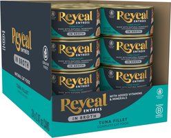 Reveal Entrees Tuna Fillet Grain-Free Bits in Broth Canned Wet Cat Food, 2.47-oz can, case of 24