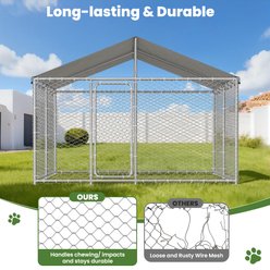 Fuzzy Bird Heavy-Duty Outdoor Galvanized Square Fence Dog Kennel with Waterproof Cover & Safety Lock, Silver, Medium: 120-in slide 2 of 9