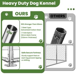 Fuzzy Bird Heavy-Duty Outdoor Galvanized Chain Link Hexagonal Dog Enclosure with Waterproof Cover & Security Lock, Silver, Large: 149.6 x 149.6 x 95.3-in slide 2 of 9