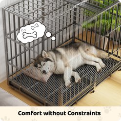 Fuzzy Bird Heavy-Duty Dog Crate with Tray, Wheels & Lock, Black, Large: 54-in slide 2 of 7