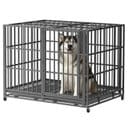 Fuzzy Bird Heavy-Duty Dog Crate with Tray, Wheels & Lock, Black, Large: 54-in