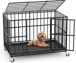 Fuzzy Bird Indoor Escape-Proof Double-Door Steel Pet Cage with Removable Tray & Wheels, Black, 38-in slide 1 of 8