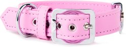 myfamily Hermitage Leather Dog Collar, Pink, Medium/Large: 15 to 17-in neck, 1.25-in wide
