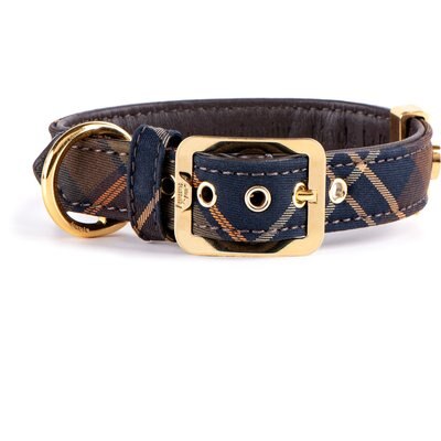 myfamily myfamily Hermitage Leather Dog Collar, Brown/Tartan, XXX-Large: 21 to 25-in neck, 1.25-in wide