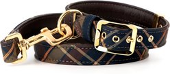 myfamily Hermitage Leather Dog Collar, Brown/Tartan, Small/Medium: 12 to 14-in neck, 1/2-in wide slide 2 of 4