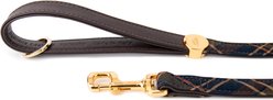 myfamily Hermitage Leather Dog Leash, Brown/Tartan, 4-ft long, 1/2-in wide