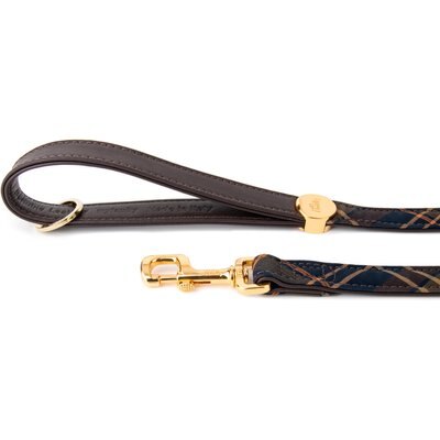 myfamily myfamily Hermitage Leather Dog Leash, Brown/Tartan, 4-ft long, 1/2-in wide