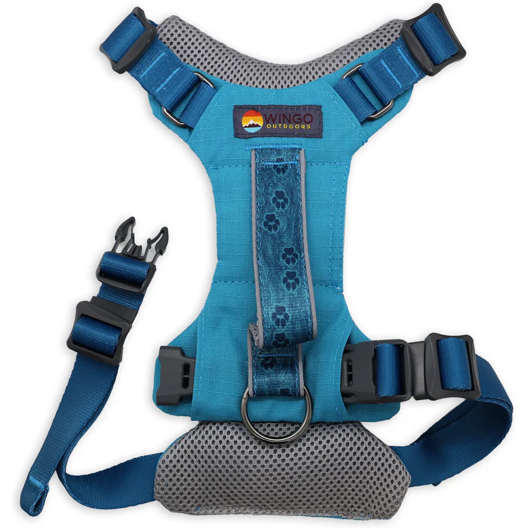 Wingo Outdoors Monty Dog Harness, Top Tracks Blue, Large: 32 to 44-in chest