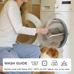 Bedsure Round Bolster Anti-Slip Puppy & Kitten Bed with Washable Pillow Cushion, Camel, Small