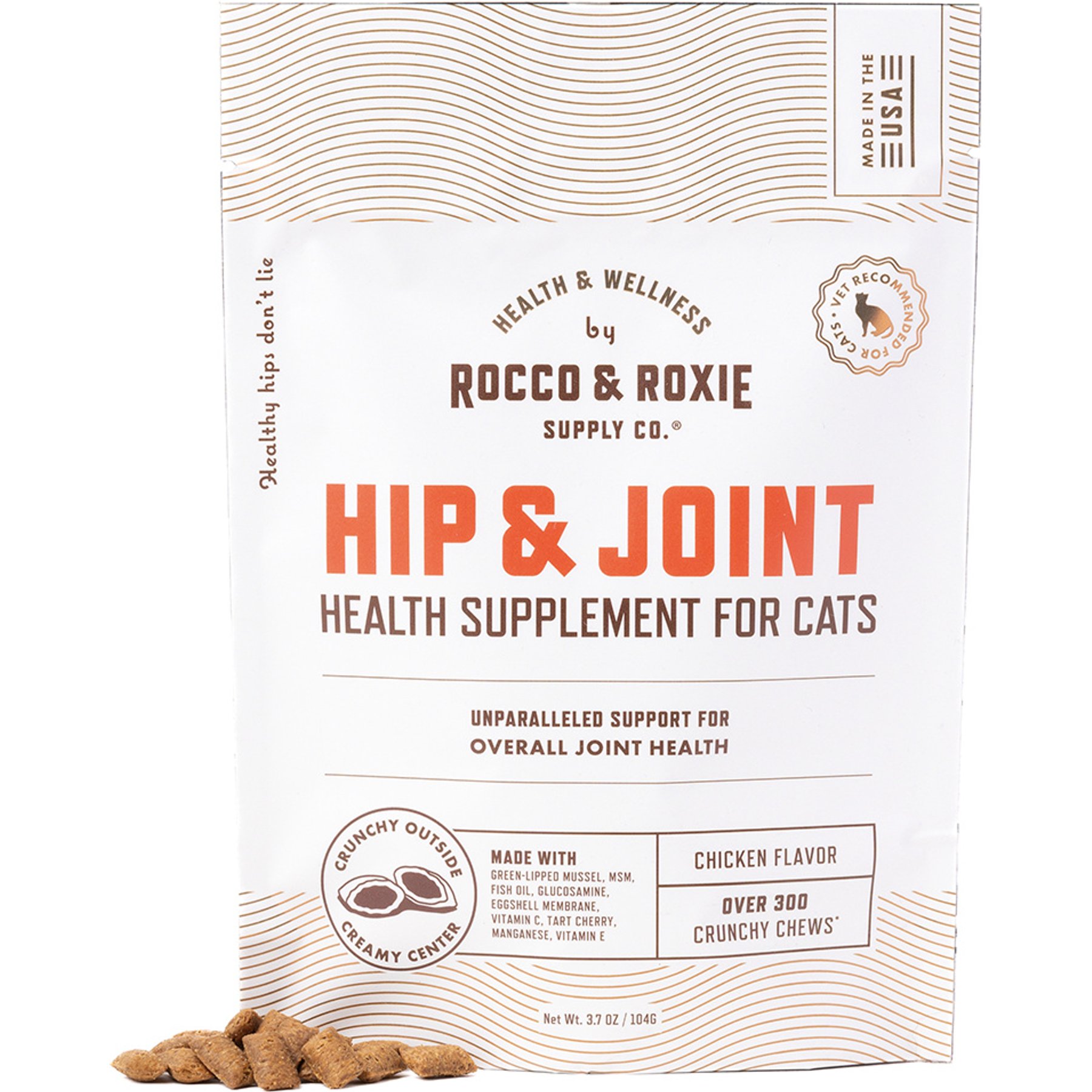 Rocco & Roxie Supply Co. Chicken Flavored Hip & Joint Supplements for Cats, 3.7-oz bag