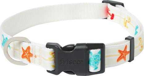Frisco Coastal Sea Creature Ivory Dog Collar, L/XL: 18 to 26-in neck, 1-in wide