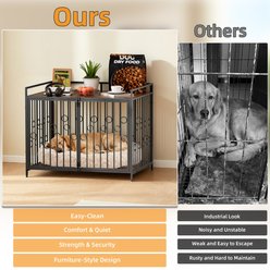 IronovaPets Wooden-Bottom Table-Style Double-Door Dog Crate Furniture, Brown, Large: 48 inch slide 2 of 8