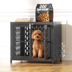 IronovaPets Heavy-Duty Metal Double-Door Dog Crate Furniture, Brown, X-Small: 26 inch