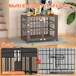 IronovaPets Escape-Proof Wood-Grain Side Table Double-Door Furniture Dog Crate, Brown, Small: 32 inch slide 2 of 9