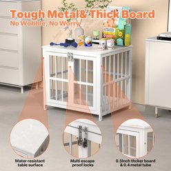 IronovaPets Escape-Proof Wood-Grain Side Table Double-Door Furniture Dog Crate, White, X-Small: 26 inch slide 2 of 9