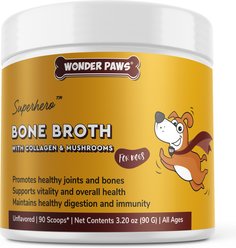 Wonder Paws Bone Broth Powder with Organic Mushrooms, Collagen Powder Digestion, Immunity & Joint Support Supplement for Dogs, 3.20-oz jar slide 2 of 9