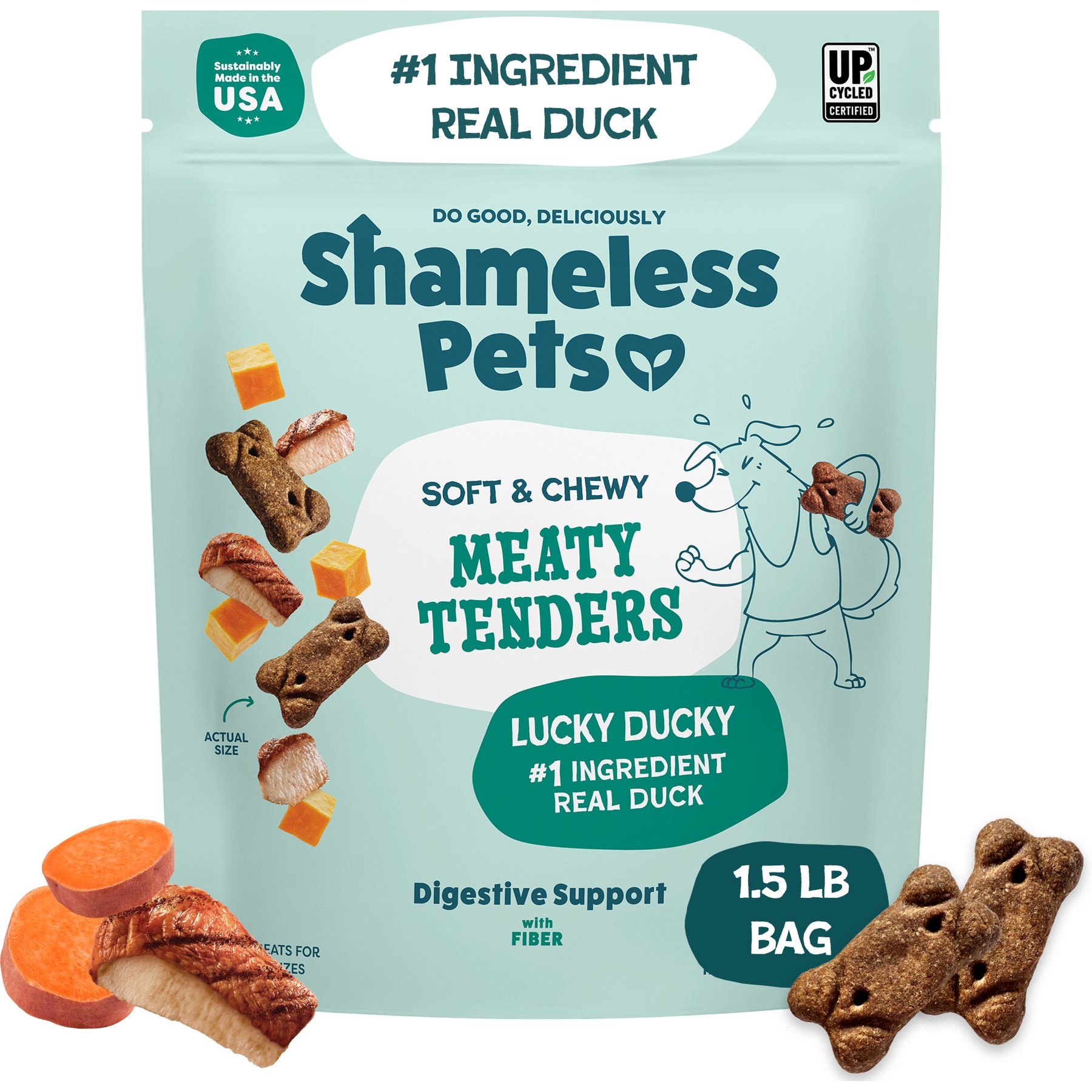Shameless Pets Lucky Ducky Meaty Tenders Grain-Free Soft & Chewy Dog Treats, 1.5-lb bag