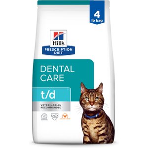 Hill's Prescription Diet t/d Dental Care Chicken Flavor Dry Cat Food, 4-lb bag