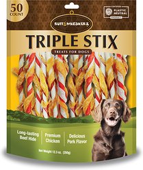 Ruff & Whiskerz Triple Stix Dog Rawhide Treats, 50 count slide 1 of 4