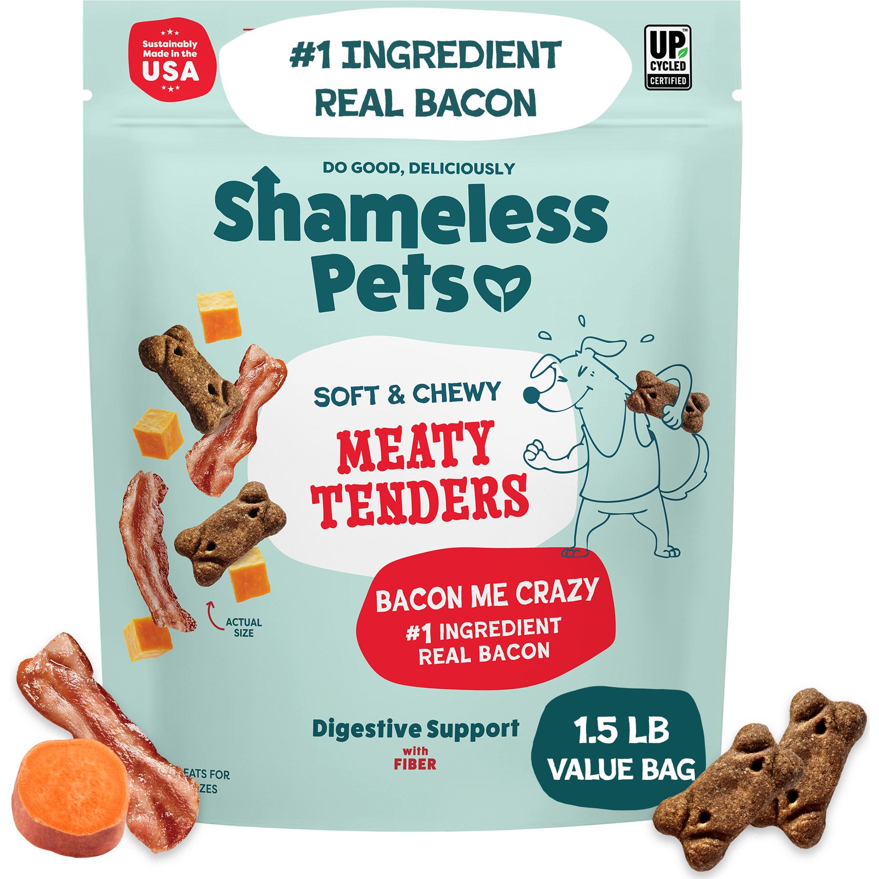 Shameless Pets Bacon Me Crazy Meaty Tenders Grain-Free Soft & Chewy Dog Treats, 1.5-lb bag