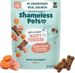 Shameless Pets Reelin' Salmon Meaty Tenders Grain-Free Soft & Chewy Dog Treats, 8-oz bag