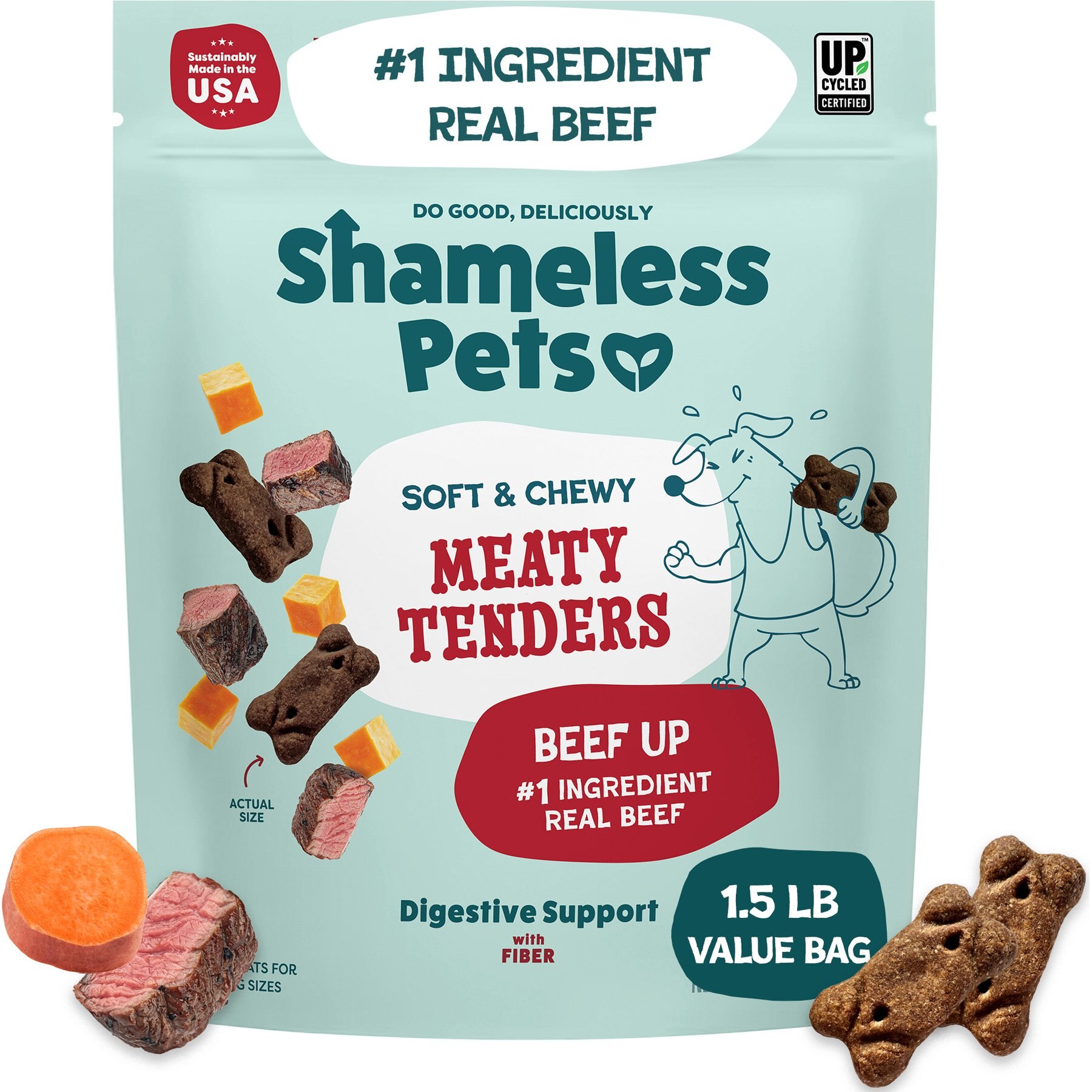 Shameless Pets Beef Up Meaty Tenders Grain-Free Soft & Chewy Dog Treats, 1.5-lb bag