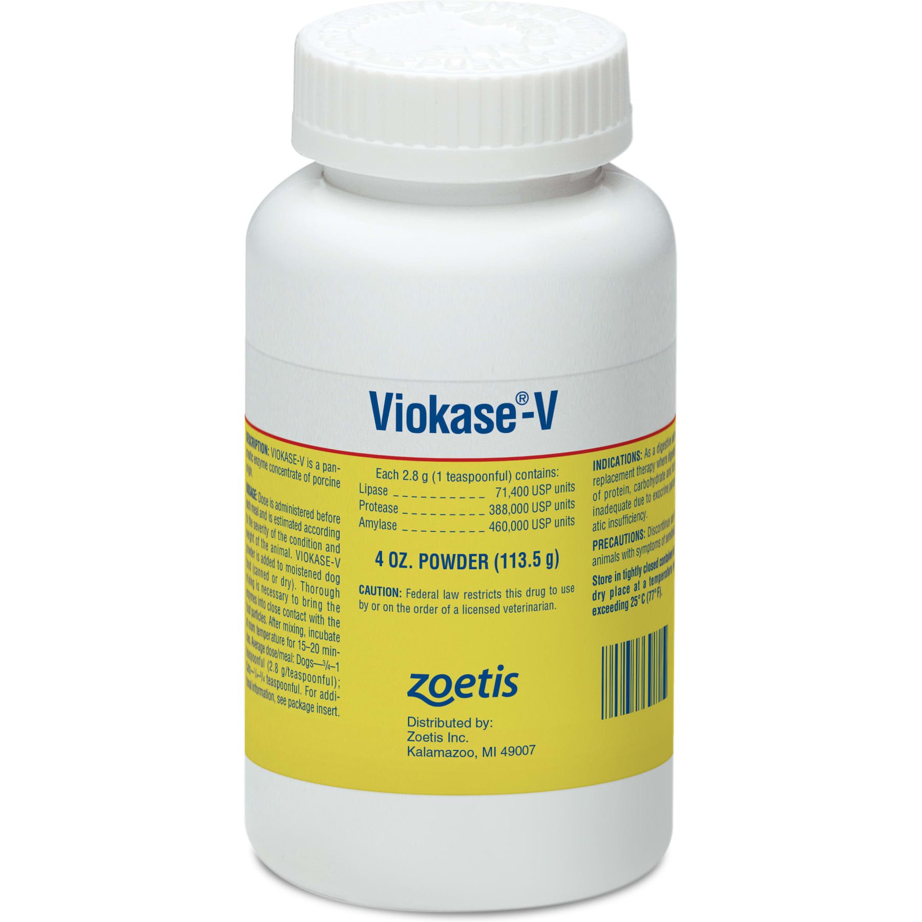 Viokase-V Powder for Dogs & Cats, 4-oz