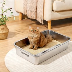 Topyangs Open Top Sifting Stainless Steel Cat Litter Box, X-Large slide 2 of 7