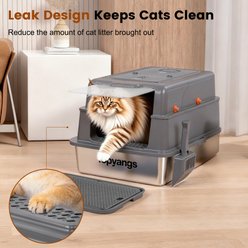 Topyangs Enclosed High Sided Stainless Steel Multi Cat Litter Box, XXXX-Large: 28 x 20 x 17-in slide 2 of 7