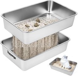 Topyangs Open Top Sifting Stainless Steel Cat Litter Box, X-Large