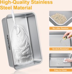 Topyangs Flip-Top Design Enclosed High Sides Stainless Steel Cat Litter Box with Lid, Pink, X-Large: 20-L slide 2 of 7
