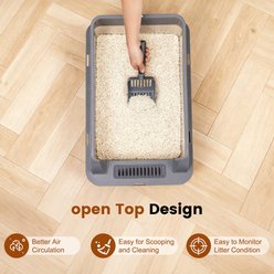 Topyangs High Sided Stainless Steel Cat Litter Box with Lid & Scoop, X-Large, 2 count slide 2 of 7