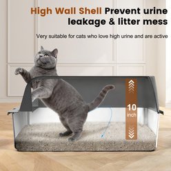 Topyangs High Sided Stainless Steel Cat Litter Box with Lid & Scoop, X-Large, 2 count, Gray slide 2 of 7