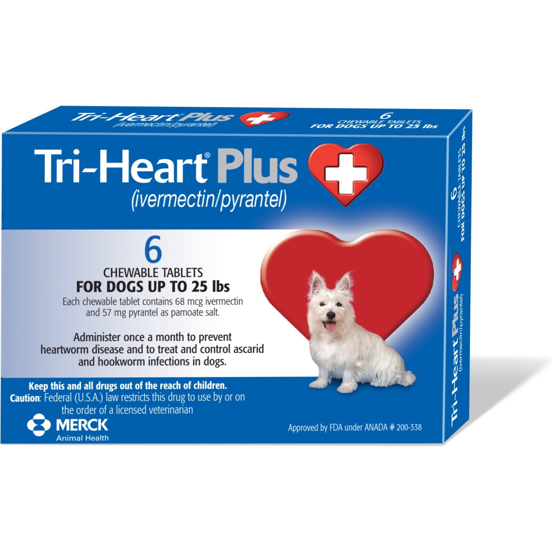Tri-Heart Plus Chewable Tablet for Dogs, up to 25 lbs, (Blue Box), 12 Chewable Tablets (12-mos. supply)