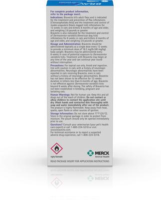 Show full view: Bravecto Topical Solution for Cats, 6.2-13.8 lbs, (Blue Box), 2 Doses (24-wks. supply) slide 5 of 8