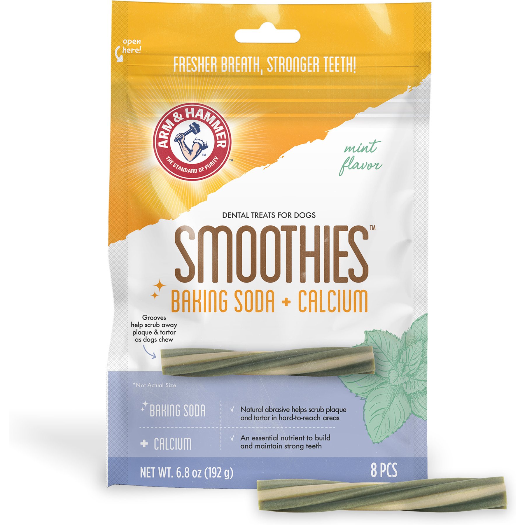 Arm & Hammer Products Smoothies Stick Shape Medium Mint Flavor Dental Dog Treats, 7-oz bag, 8 count