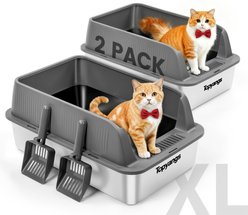Topyangs High Sided Stainless Steel Cat Litter Box with Lid & Scoop, X-Large, 2 count slide 1 of 7