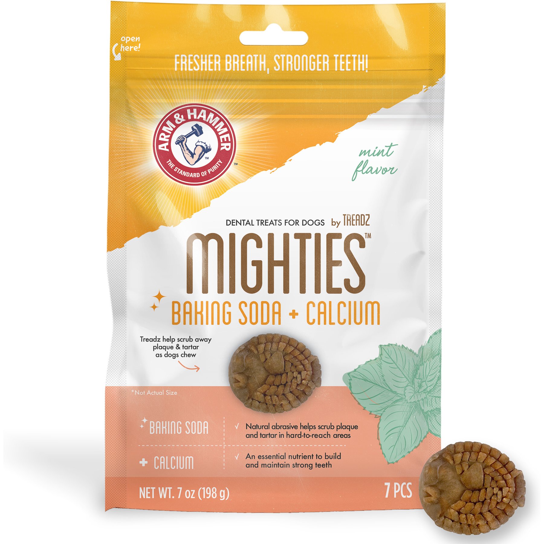 Arm & Hammer Products Mighties By Treadz Toughie The Puffie Mint Flavor Dental Dog Treats, 7-oz bag, 7 count