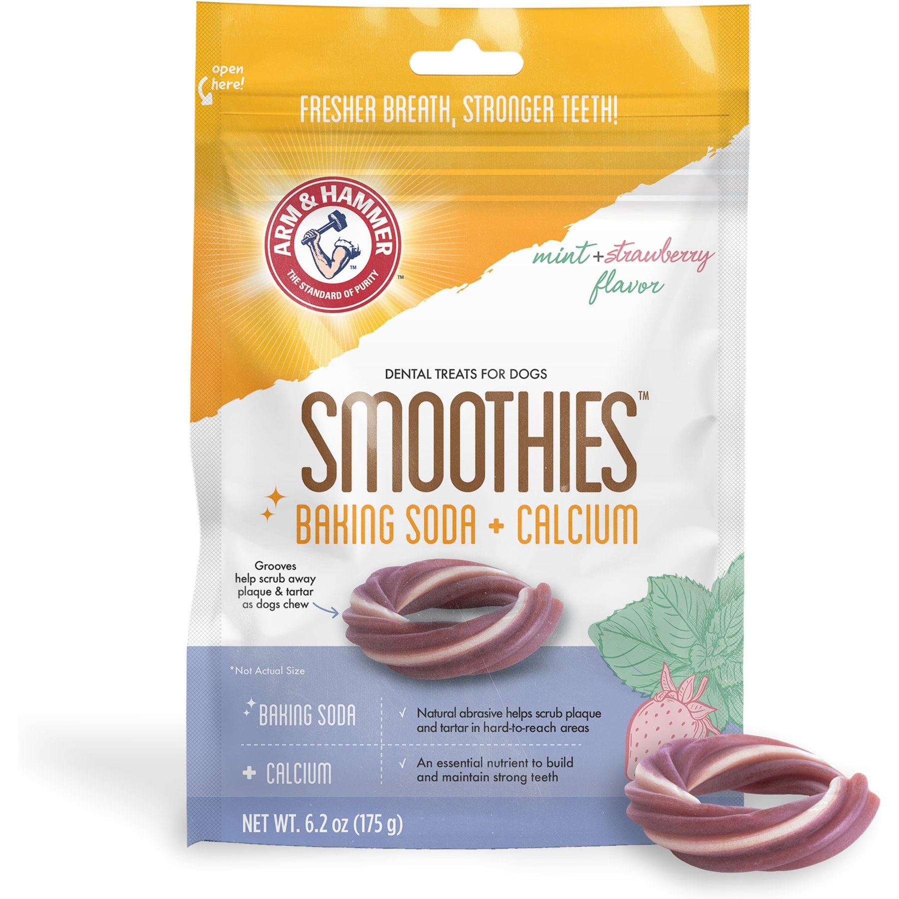 Arm & Hammer Products Smoothies Round Shape Strawberry Mint Flavor Dental Dog Treats, 7-oz bag, 5 count